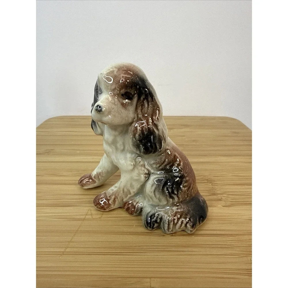VTG 50s MCM Japan Cocker Spaniel‎ Figurine Brown & White Porcelain Collectible
